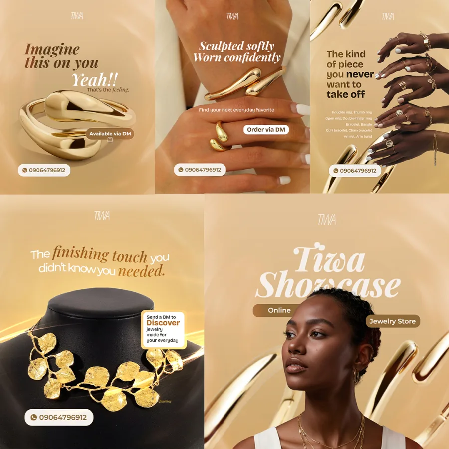 Tiwa jewellery social media campaign flyers